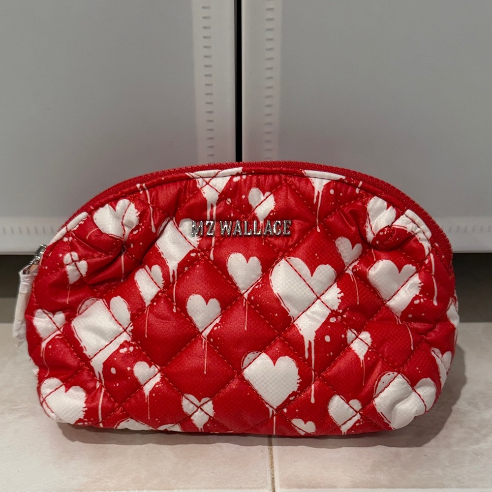 NWT MZ Wallace Discontinued Red Graffiti Heart Small Mica Cosmetic Pouch